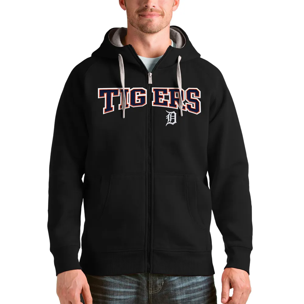 Men's Antigua White Detroit Tigers Victory Pullover Team Logo Hoodie