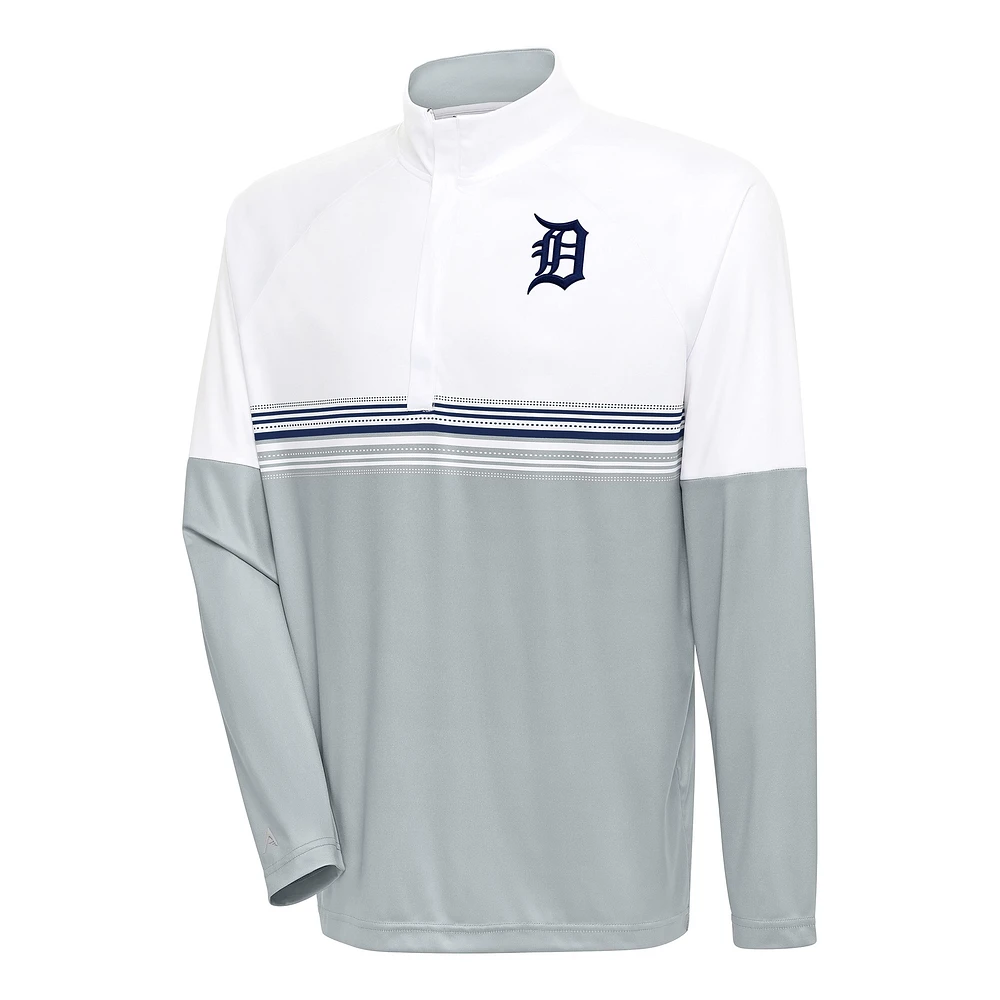 Pull-over zippé Bender pour homme, blanc/bleu marine, des Detroit Tigers, Antigua
