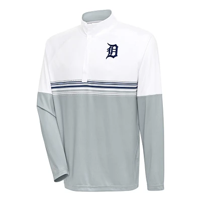 Pull-over zippé Bender pour homme, blanc/bleu marine, des Detroit Tigers, Antigua