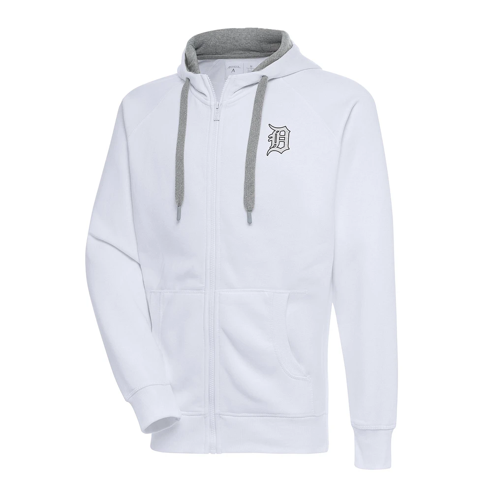 Men's Antigua White Detroit Tigers Metallic Victory Full-Zip Hoodie