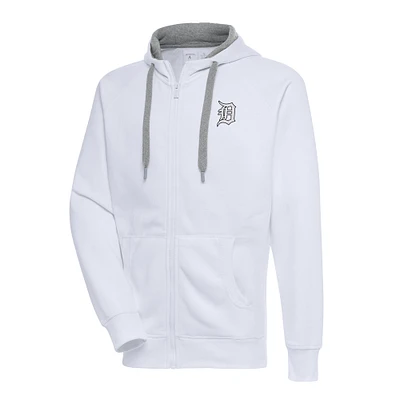 Men's Antigua White Detroit Tigers Metallic Victory Full-Zip Hoodie