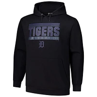 Men's  Black Detroit Tigers Stack Fleece Pullover Hoodie