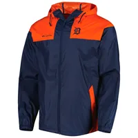 Veste coupe-vent entièrement zippée Challenger pour homme Columbia Navy/Orange Detroit Tigers Omni-Shade Flash Forward