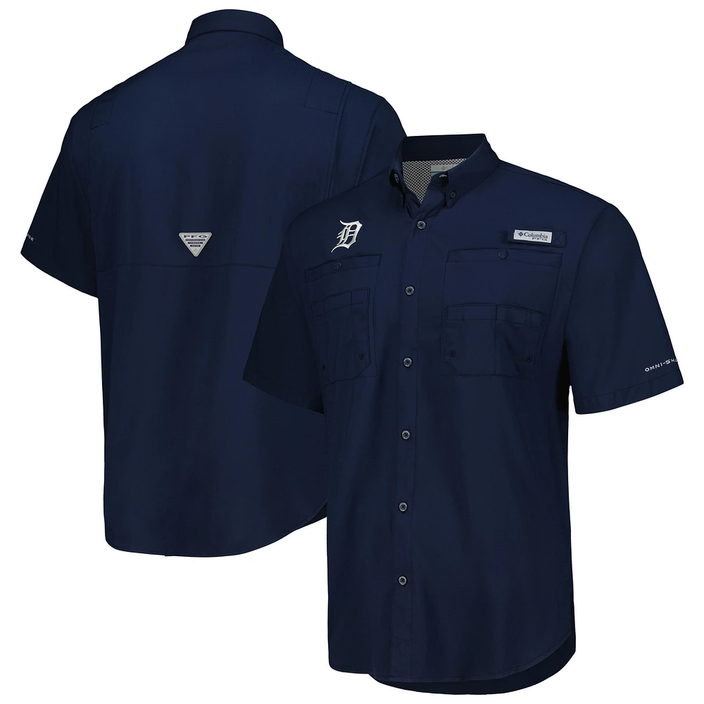 Men's Columbia Navy Detroit Tigers Tamiami Omni-Shade Button-Down Shirt