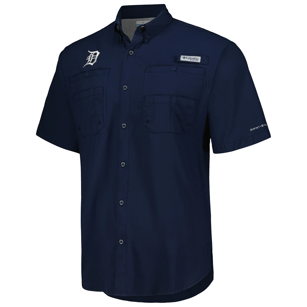 Chemise boutonnée Columbia Navy Detroit Tigers Tamiami Omni-Shade pour hommes