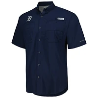 Men's Columbia Navy Detroit Tigers Tamiami Omni-Shade Button-Down Shirt