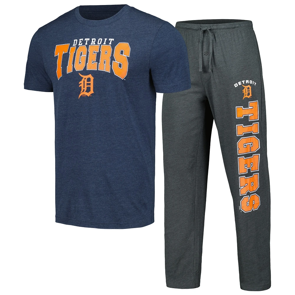 Men's Concepts Sport Charcoal/Navy Detroit Tigers Meter T-Shirt & Pants Sleep Set