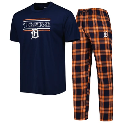 Ensemble de pyjama et pantalon Concepts Sport pour homme avec écusson Detroit Tigers bleu marine/orange