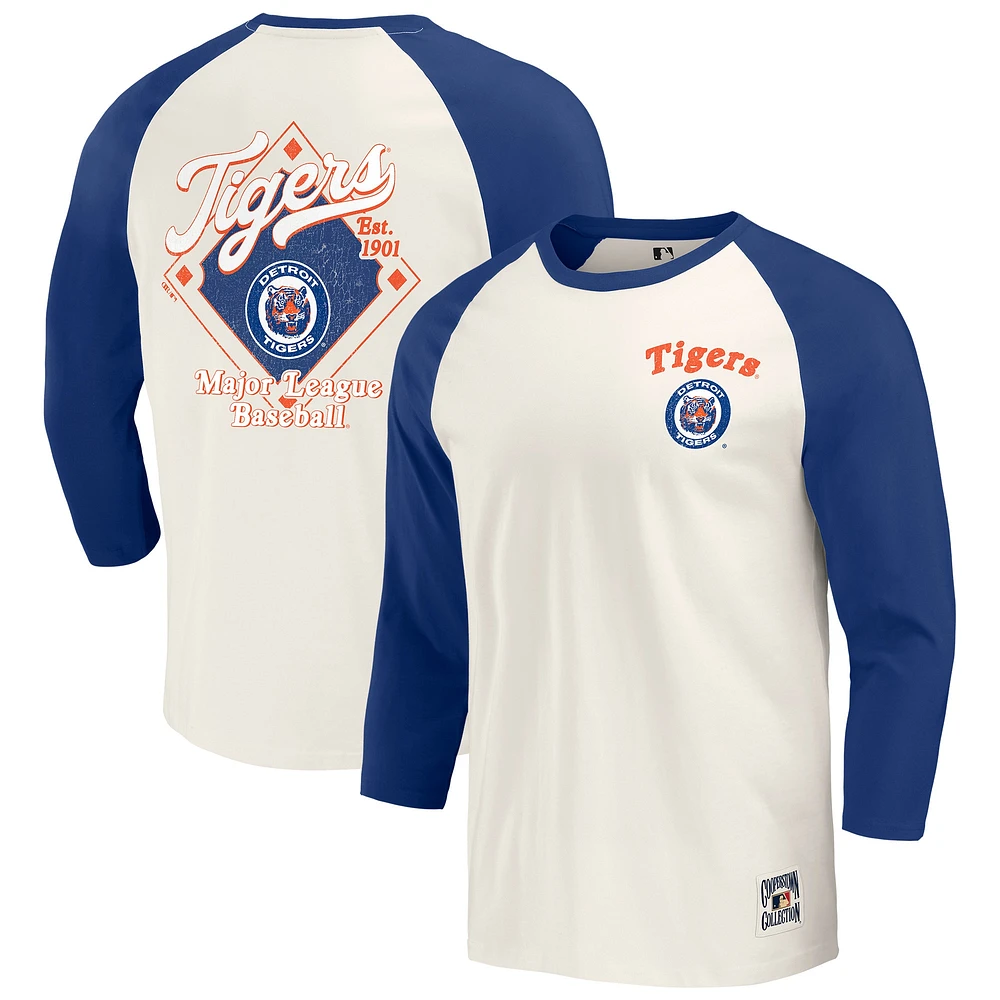 Men's Darius Rucker Collection by Fanatics Navy/White Detroit Tigers Cooperstown Raglan 3/4-Sleeve T-Shirt