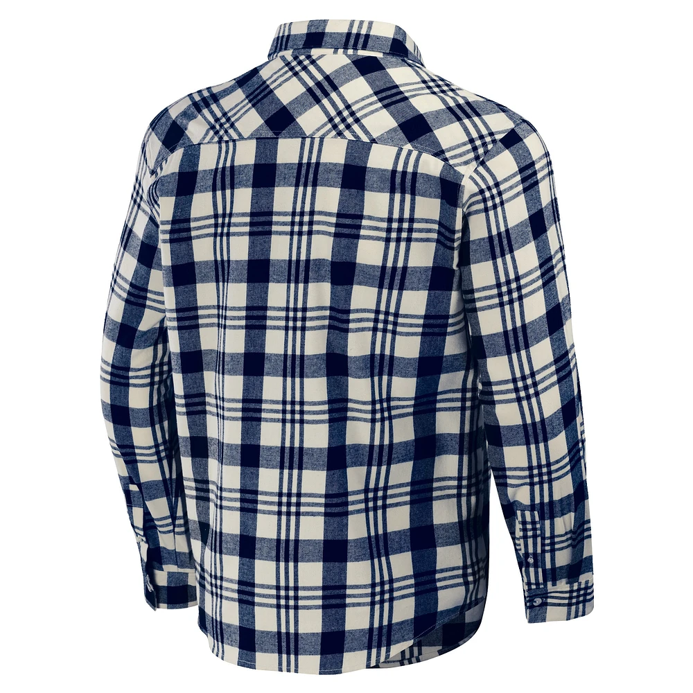 Chemise boutonnée en flanelle à carreaux de la collection Darius Rucker pour hommes par Fanatics, bleu marine, Detroit Tigers