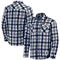 Men's Darius Rucker Collection by Fanatics Navy Detroit Tigers Plaid Flannel Button-Up Shirt