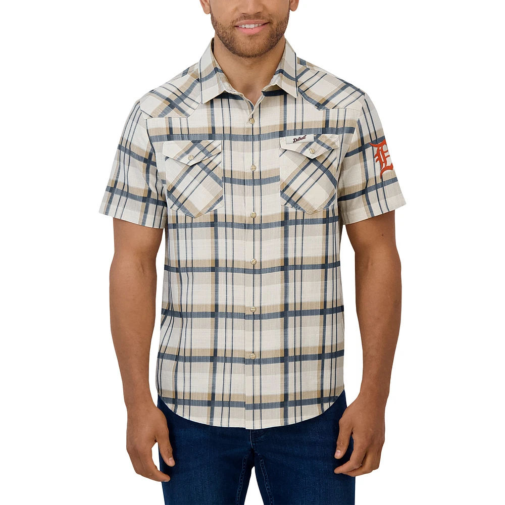 Men's Darius Rucker Collection by Fanatics Navy Detroit Tigers Plaid Full-Snap Shirt