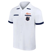 Collection Darius Rucker pour homme par Fanatics White Detroit Tigers Bowling Button-Up Shirt