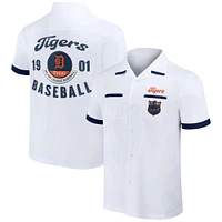 Collection Darius Rucker pour homme par Fanatics White Detroit Tigers Bowling Button-Up Shirt