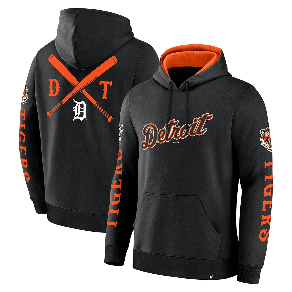 Men's Fanatics Black Detroit Tigers Big City Legacy Fleece Pullover Hoodie