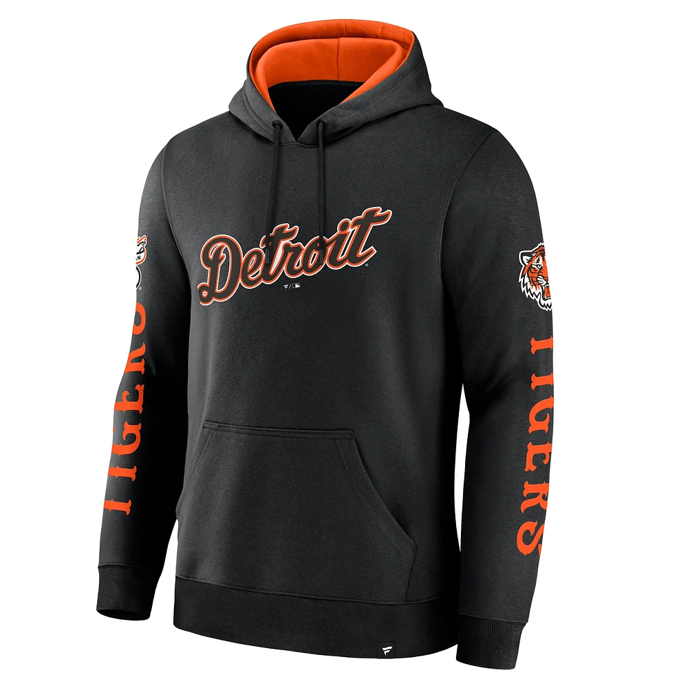Men's Fanatics Black Detroit Tigers Big City Legacy Fleece Pullover Hoodie