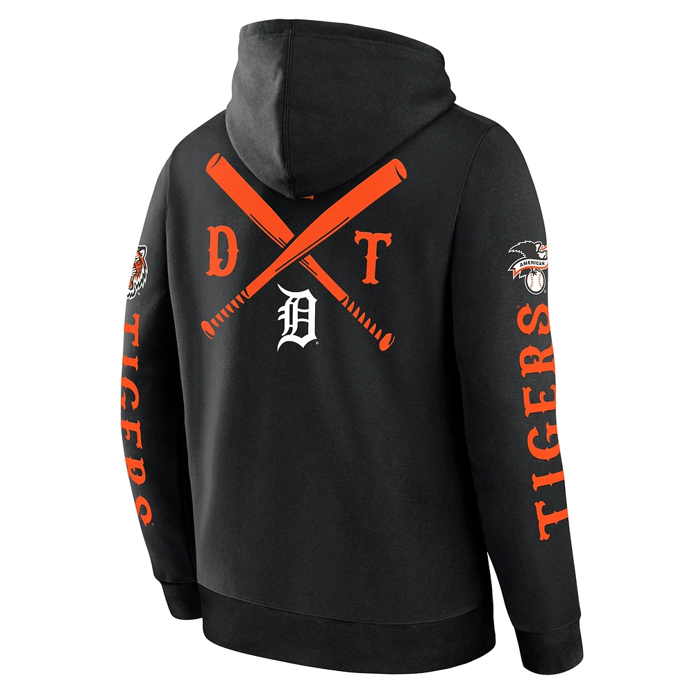 Men's Fanatics Black Detroit Tigers Big City Legacy Fleece Pullover Hoodie