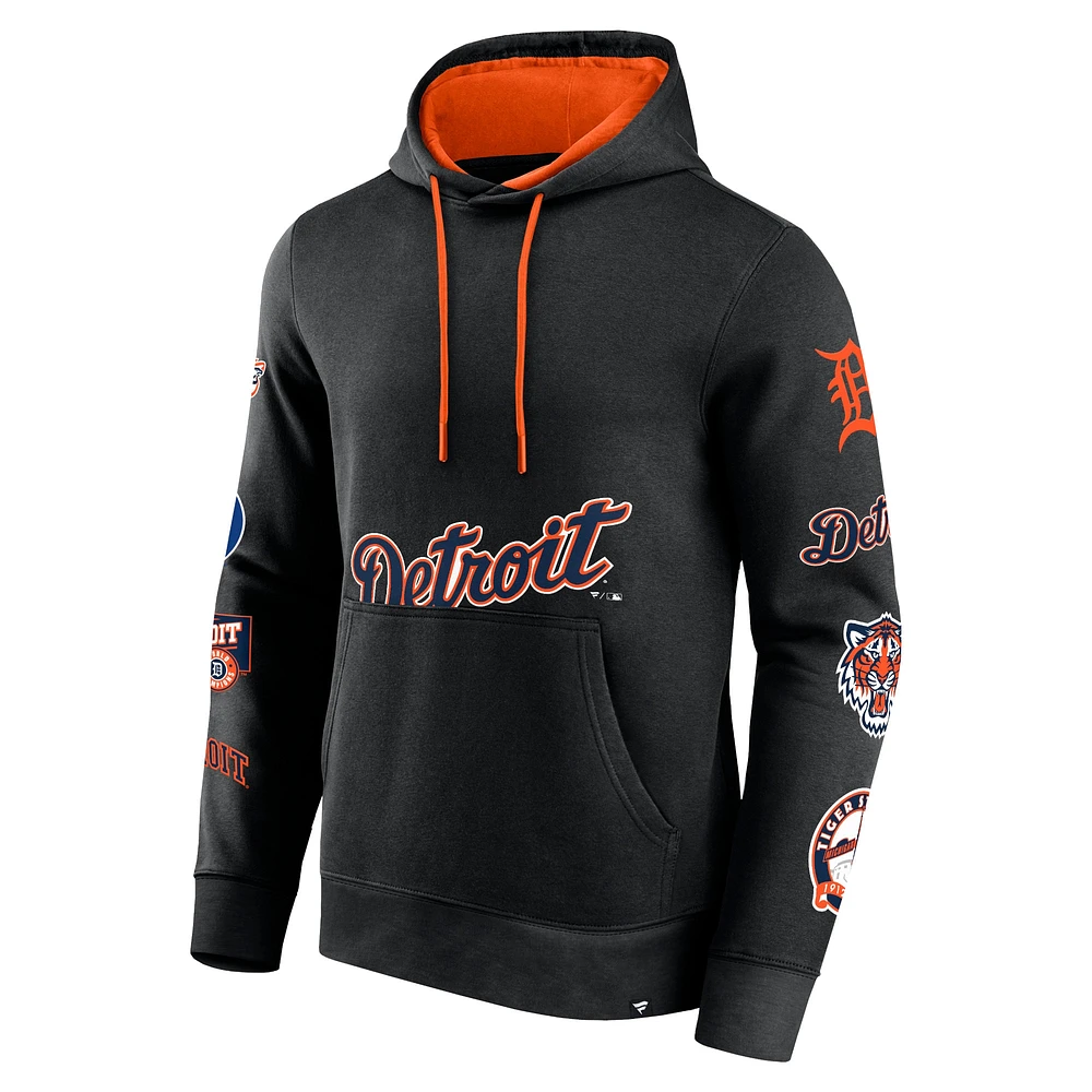 Men's Fanatics Black Detroit Tigers Wild Winner Pullover Hoodie