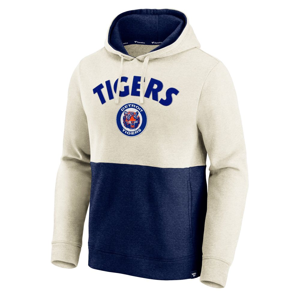 Fanatics Branded Men's Fanatics Branded Oatmeal/Navy Detroit Tigers Vintage  Arch Pullover Hoodie
