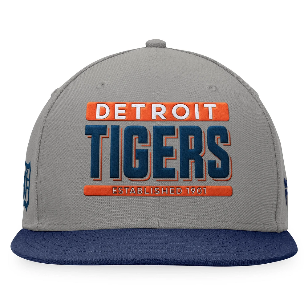 Men's Fanatics Gray/Navy Detroit Tigers Line Drive Two-Tone Snapback Hat