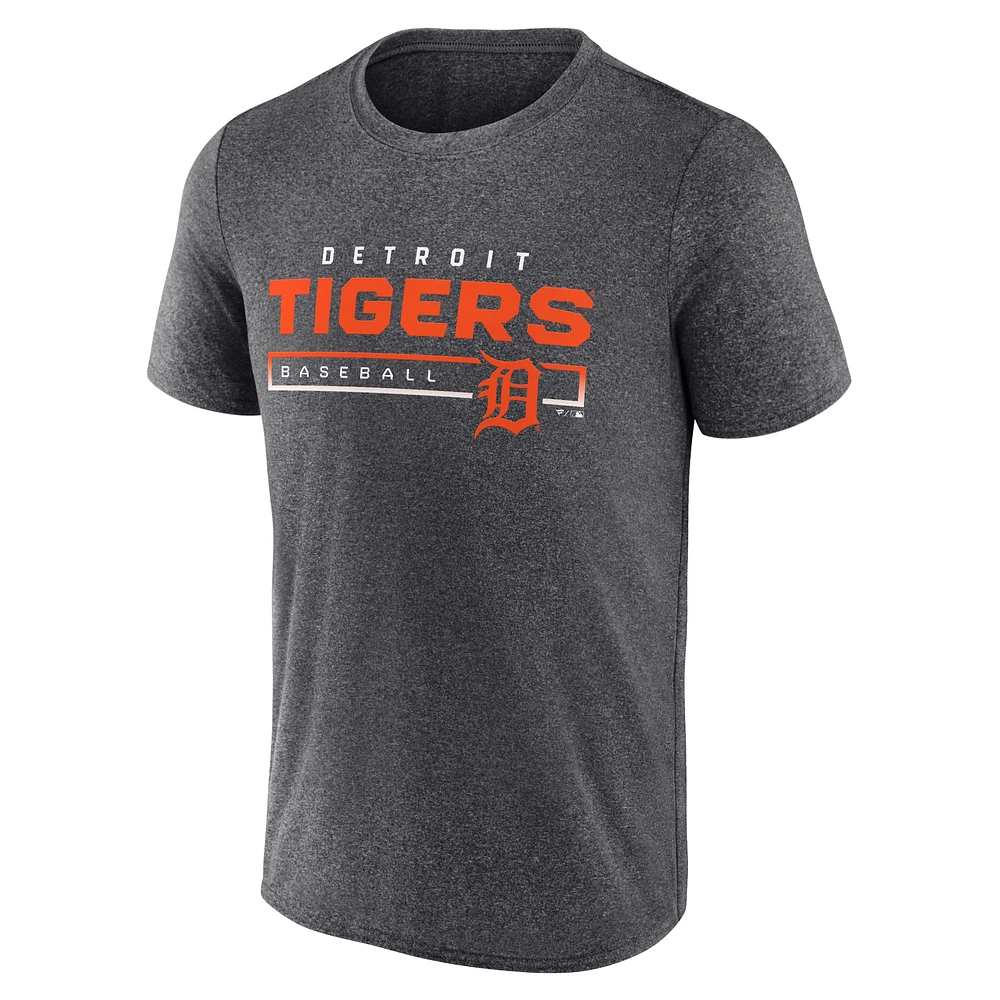 T-shirt synthétique durable pour hommes Fanatics Heathered Charcoal Detroit Tigers