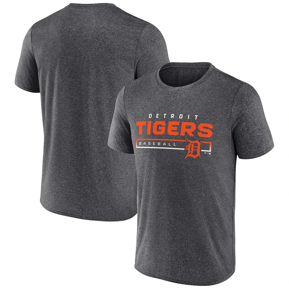 T-shirt synthétique durable pour hommes Fanatics Heathered Charcoal Detroit Tigers