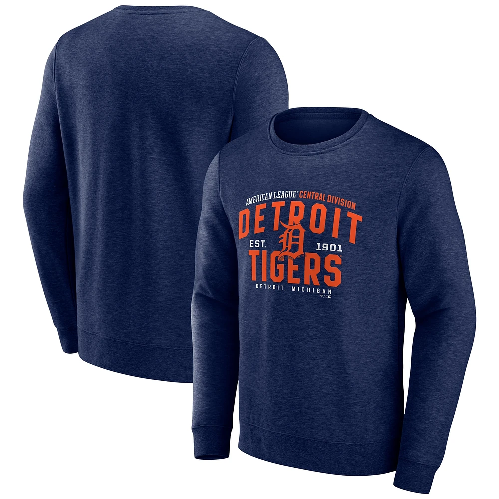 Sweat-shirt à enfiler Fanatics Heathered Navy Detroit Tigers Classic Move pour hommes