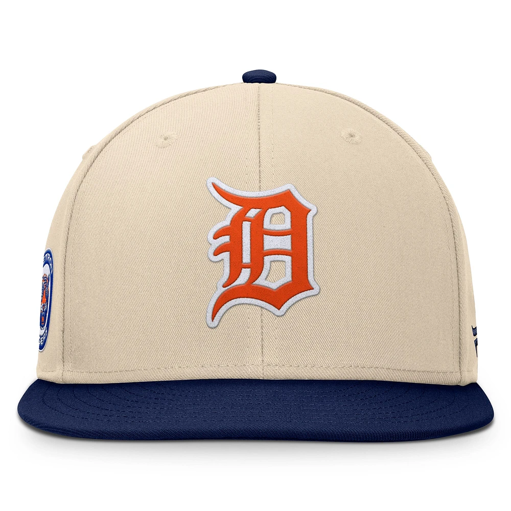 Casquette à pression Bounder pour homme, couleur naturelle/bleu marine, collection Cooperstown, Detroit Tigers