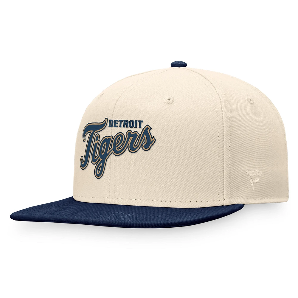 Men's Fanatics Natural/Navy Detroit Tigers Fitted Hat