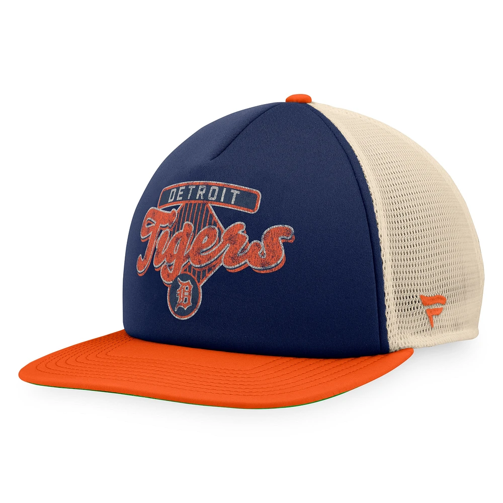 Men's Fanatics Navy/Orange Detroit Tigers Cooperstown Collection Talley Foam Trucker Snapback Hat