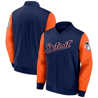 Men's Fanatics Navy/Orange Detroit Tigers Iconic Record Holder Full-Zip Lightweight Windbreaker Bomber Jacket