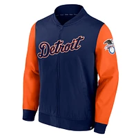 Men's Fanatics Navy/Orange Detroit Tigers Iconic Record Holder Full-Zip Lightweight Windbreaker Bomber Jacket