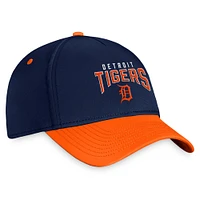 Casquette flexible avec logo empilé des Detroit Tigers Fanatics pour hommes, bleu marine/orange