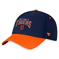 Casquette flexible avec logo empilé des Detroit Tigers Fanatics pour hommes, bleu marine/orange