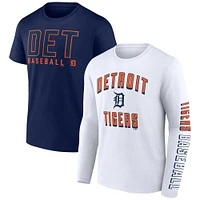 Ensemble de deux t-shirts combinés fanatiques pour hommes, bleu marine/blanc, Detroit Tigers