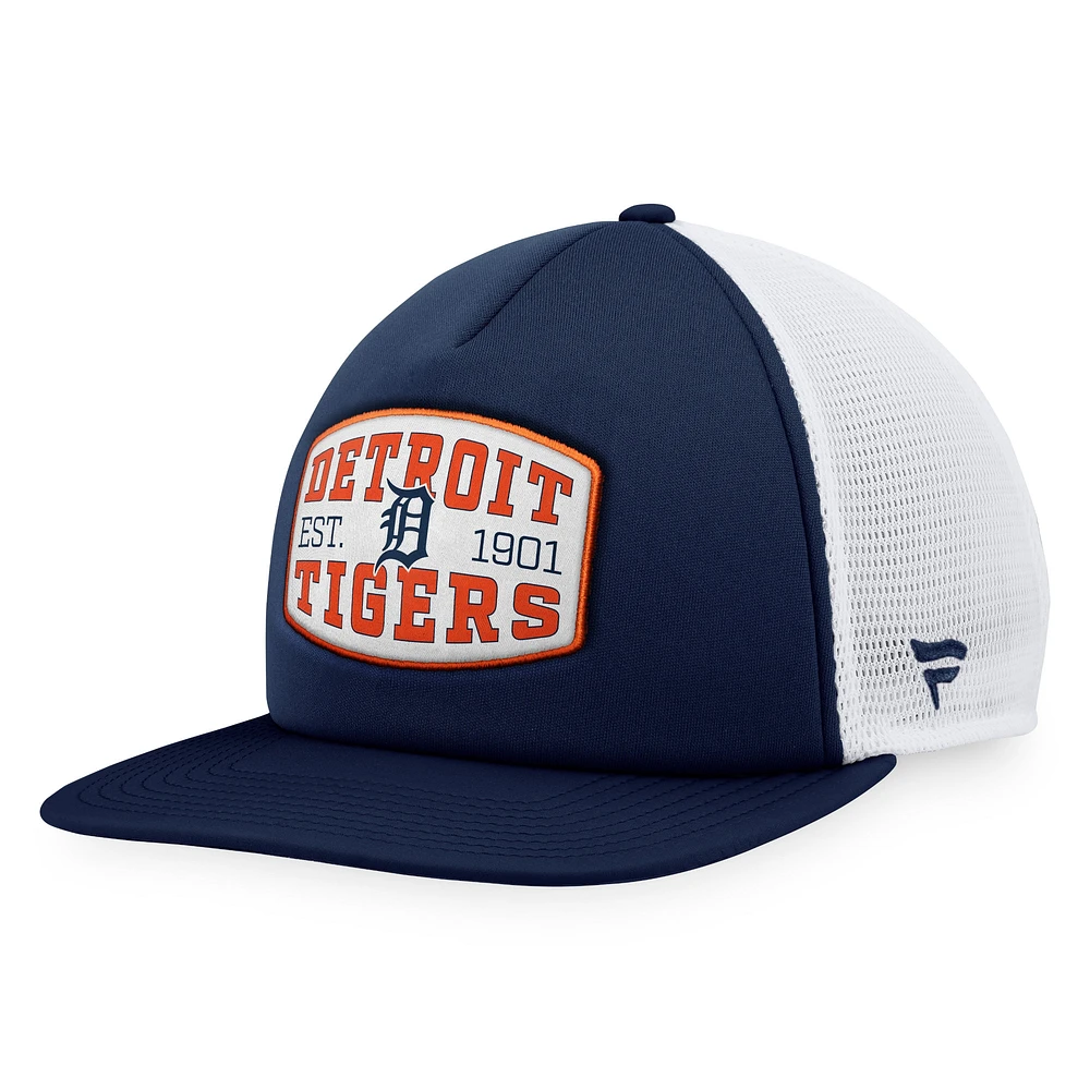 Casquette Snapback de camionneur avec patch en mousse sur le devant en mousse des Detroit Tigers Fanatics pour hommes