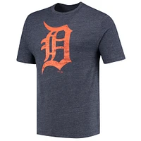 T-shirt triple mélange avec logo officiel vieilli des Detroit Tigers Fanatics pour hommes, bleu marine