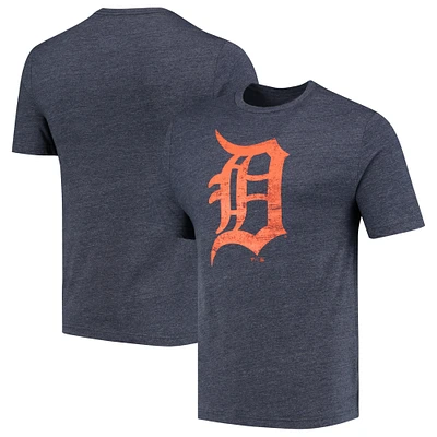 T-shirt triple mélange avec logo officiel vieilli des Detroit Tigers Fanatics pour hommes, bleu marine