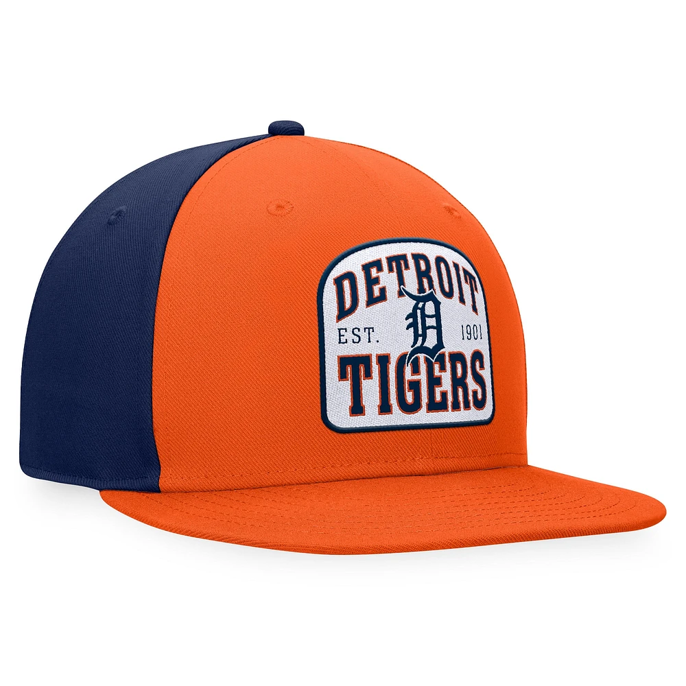 Casquette Snapback Detroit Tigers Cycle Fanatics orange/marine pour hommes