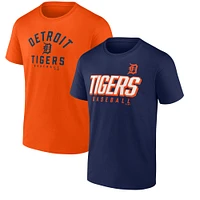 Ensemble combiné de t-shirts Fanatics pour hommes orange/marine Detroit Tigers Player Pack