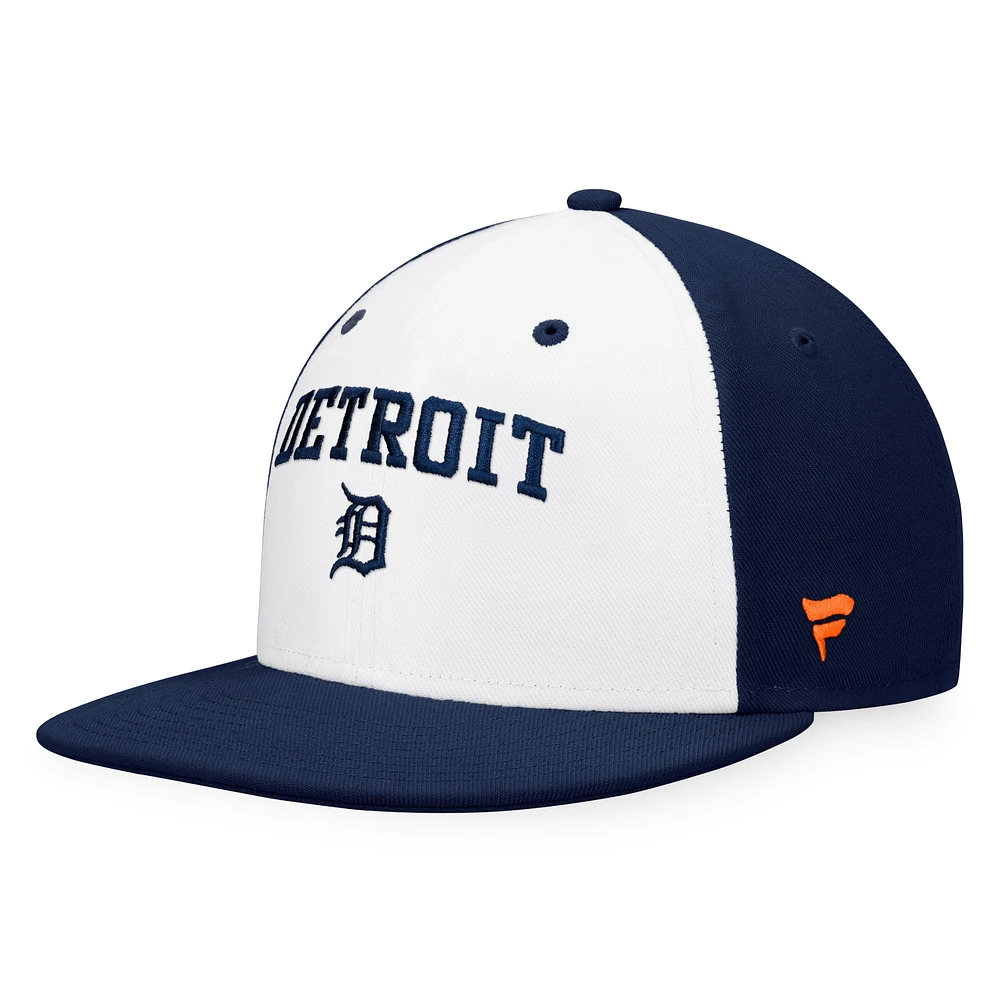 Men's Fanatics White/Navy Detroit Tigers Iconic Color Blocked Fitted Hat