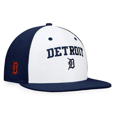 Casquette ajustée à blocs de couleurs emblématiques des Detroit Tigers Fanatics pour hommes, blanc/bleu marine