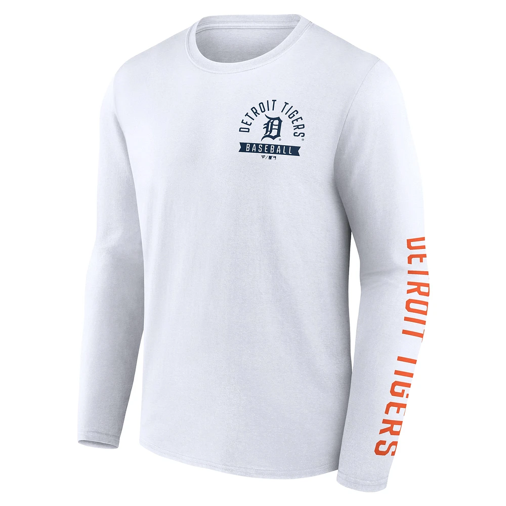 Men's Fanatics  White Detroit Tigers Press Box Long Sleeve T-Shirt