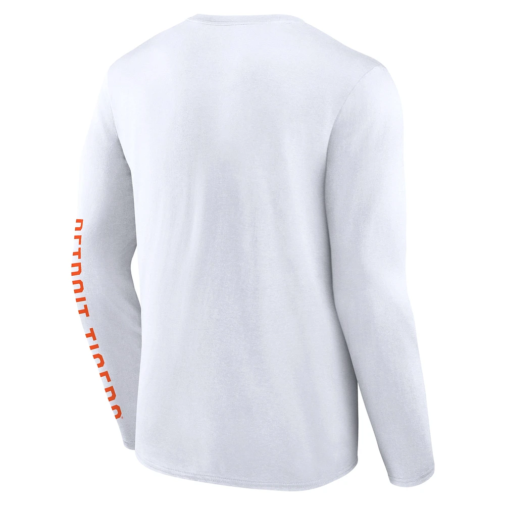 Men's Fanatics  White Detroit Tigers Press Box Long Sleeve T-Shirt