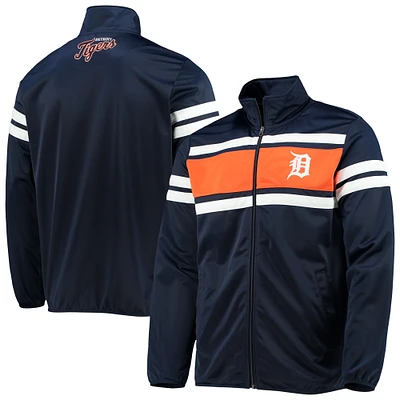 Veste de survêtement entièrement zippée G-III Sports by Carl Banks des Detroit Tigers Power Pitcher pour homme, bleu marine/orange