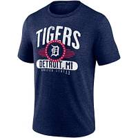 Men's Heathered Navy Detroit Tigers Badge of Honor Tri-Blend T-Shirt