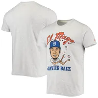 T-shirt à trois mélanges pour hommes, hommage Javier Baez, gris chiné, caricature des Detroit Tigers