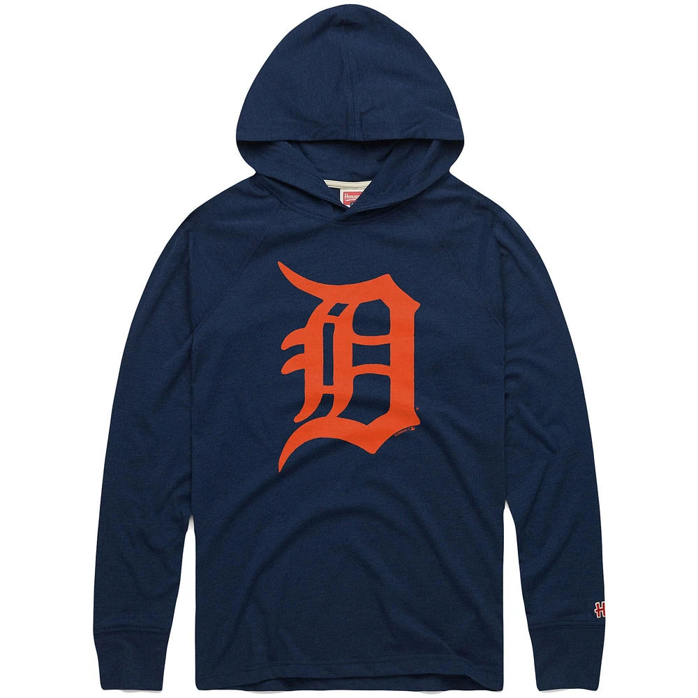 Men's Homage Navy Detroit Tigers Lightweight Raglan Tri-Blend Pullover Hoodie