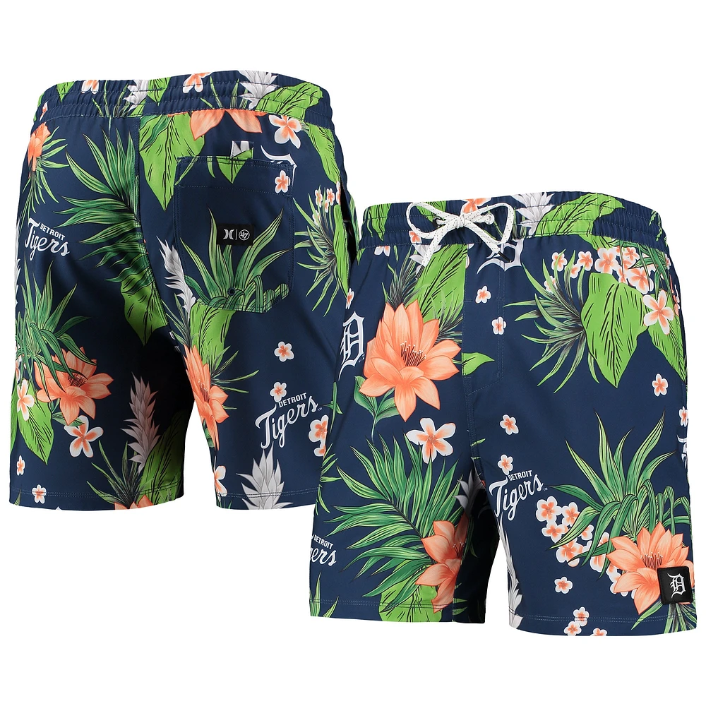 Men's Hurley x '47 Navy Detroit Tigers Cannonball Tropics Swim Shorts