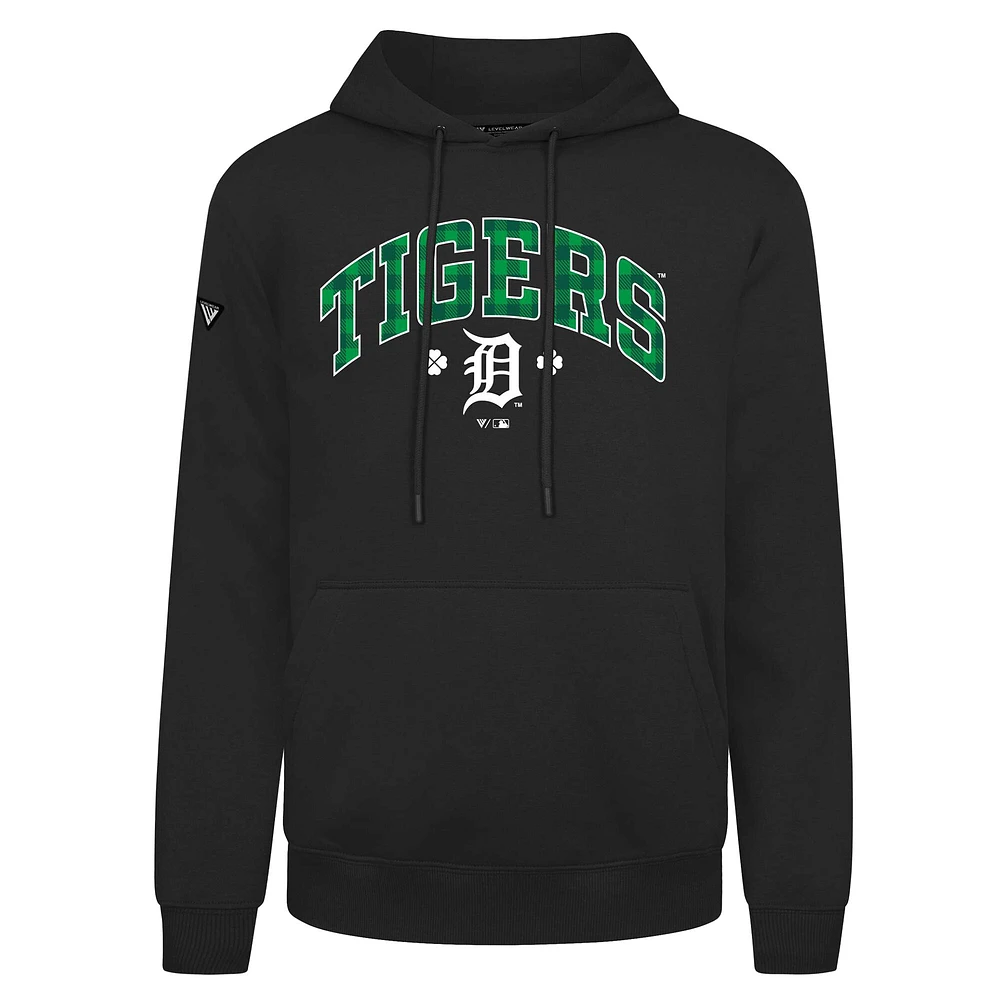 Sweat à capuche carreaux Podium de la Saint-Patrick pour homme, motif Detroit Tigers, noir, Levelwear